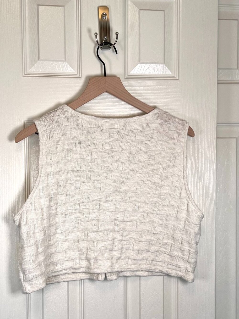 Madewell Basketweave-Stitch Vest  Cropped Cream Size XL - Picture 3 of 8